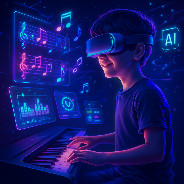 آموزش پیانو در خانه با پیانو دیجیتال و هوش مصنوعی